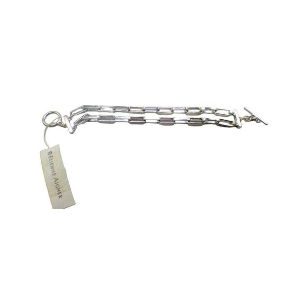 Etienne Aigner 2 strand link chain Silver-tone toggle bracelet, OS - Picture 1 of 6